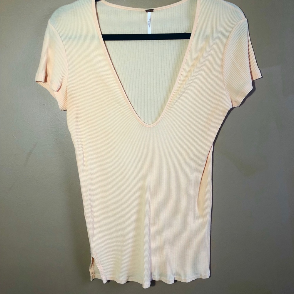 Free people peachy Rib Scoop Tee
